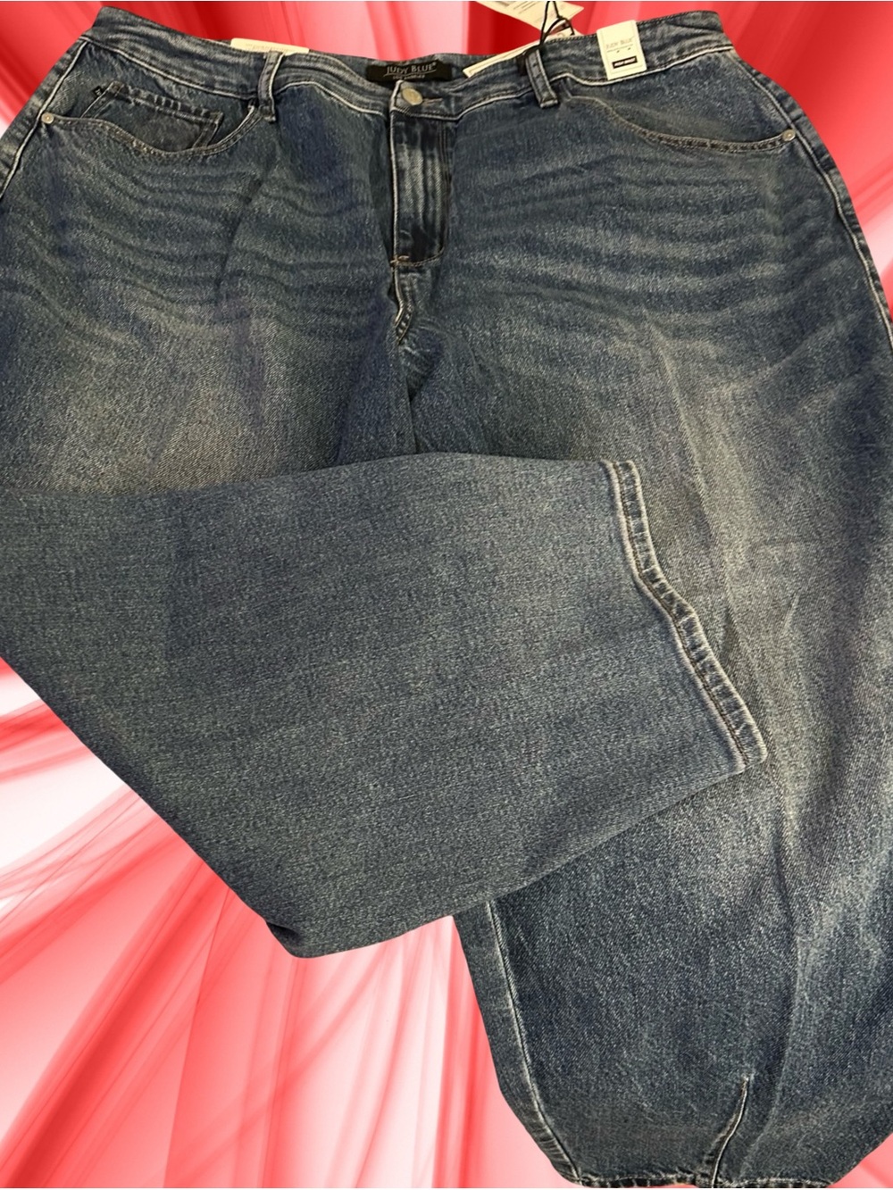 NWT! Judy Blue PLUS SIZE,HIGH RISE,med DENIM WASH,RIGID MAGIC BARREL DARTED JEAN